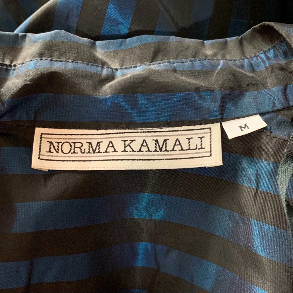 Norma Kamali Vintage 80s Striped Button Down Shirt Top Metallic - Picture 7 of 7